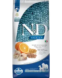 FARMINA N&D Ocean Dog Adult Medium&Maxi hrana uscata caini adulti talie medie/mare, cod, portocala, ovaz 12 kg