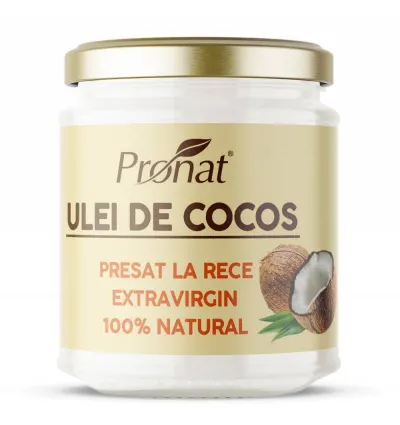 Ulei de cocos extravirgin presat la rece, 200 ml, Pronat
