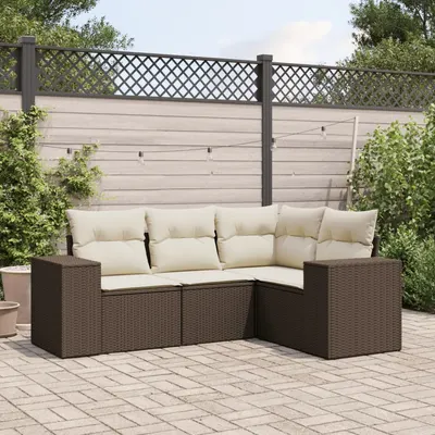Gossi set canapele de gradina, 4 piese, cu perne, maro poliratan maro