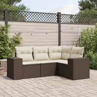 Gossi set canapele de gradina, 4 piese, cu perne, maro poliratan maro