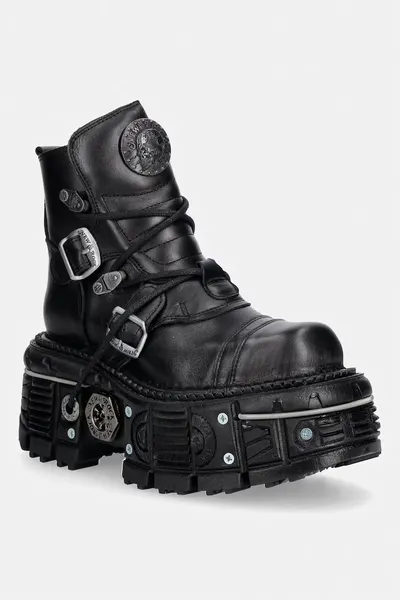 New Rock bocanci pentru femei din piele ITALI NEGRO, NOMADA NEGRO, ORIFICIO