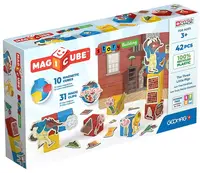 Cuburi magnetice Geomag - Magicube Story Building Cei trei purceluși, 42 de piese