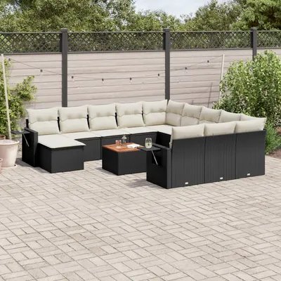 Gossi set mobilier de gradina cu perne, 13 piese, negru, poliratan