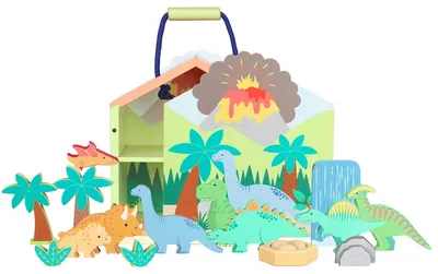 Set de joacă din lemn Orange Tree Toys - Dinozauri, 21 piese