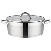 Cratita din Inox cu Maner Lung, Capac Sticla, 18 cm, 2.60 l, Grunberg
