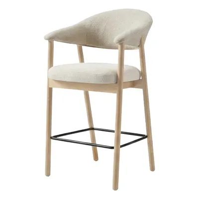 Scaun de bar crem/în culoare naturală cu cotiere tapițat (înălțime șezut 67 cm) Elk – Unique Furniture