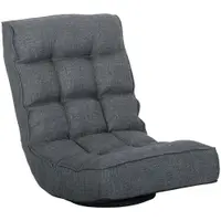 HOMCOM Scaun de Podea Pliabil Fotoliu de Lectură Rotativ 360° cu Spătar Reglabil în 5 Poziții 58x107x79 cm Gri | Aosom Romania