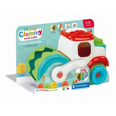 Clementoni - Jucarie educationala Soft Clemmy compactor de cuburi pentru dezvoltarea senzoriala si motorie a copiilor
