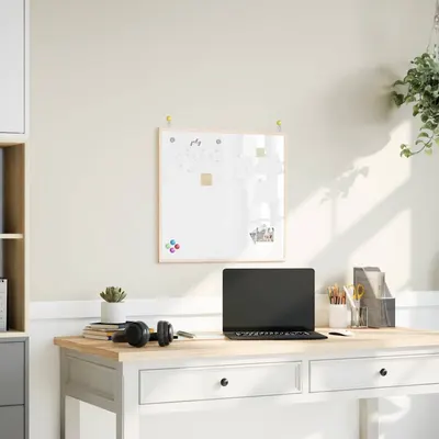vidaXL Tablă albă magnetică cu ramă din lemn masiv de pin 60x55 cm
