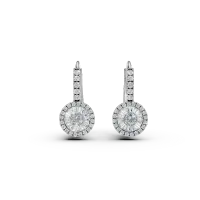 Cercei din aur alb cu diamante baguette si rotunde de 0.5ct