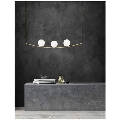 Lampa suspendata VITTON Brass Metal Alb Glossy Sticla Brass Fabric Cable LED E14 3x5 Wat 230 Volt IP20 Fara bec