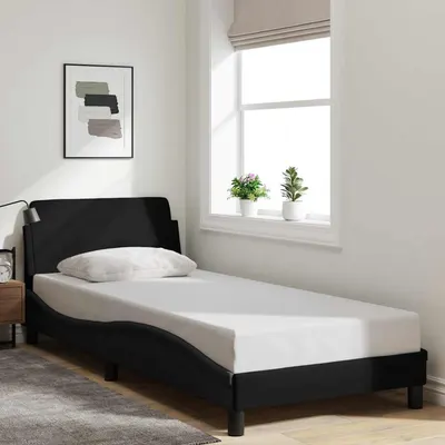 vidaXL Cadru de pat cu tăblie, Dover, negru, 80x200 cm, textil