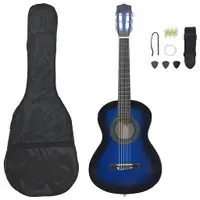 vidaXL Set de chitară clasică începători, 8 piese, albastru, 1/2 34"