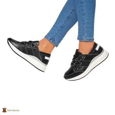 Pantofi Casual dama din Piele naturala CRL0049 Negri