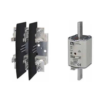 Pachet Protectie Circuit Trifazat: Soclu Siguranta Fuzibila NH1 3P (M10/M10), Siguranta Fuzibila NH1 gG 200A 500V
