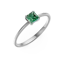 Inel de logodna din aur alb cu smarald solitaire de 0.39ct