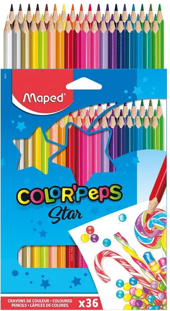 Set creioane colorate Maped Color Peps - Star, 36 culori