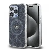 Husa MagSafe pentru Apple iPhone 15 Pro, Guess, IML Gcube, Neagra