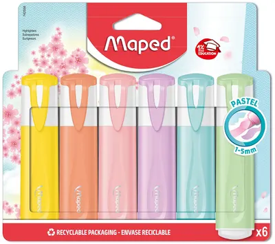 Etichete text Maped Fluo Peps - Pastel, 6 culori