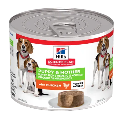 Hrana umeda caini, Hill's Science Plan Canine Puppy & Mother Tender Mousse Chicken, 200 g
