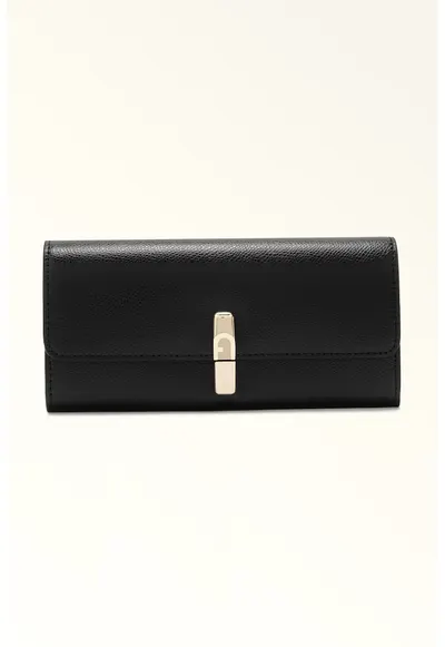 Portofel de piele cu clapa Iride Continental - Negru