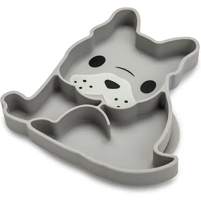 Farfurie din silicon cu vacuum Melii - Buldog, gri