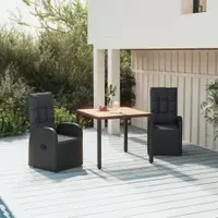 Gossi set mobilier de gradina cu perne, 3 piese, negru, poliratan