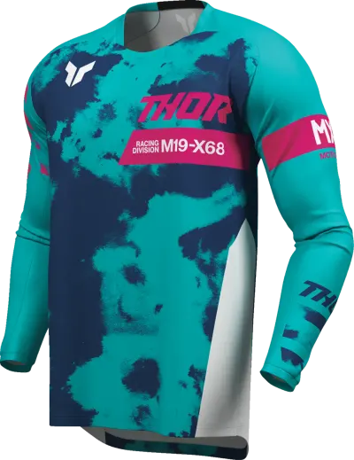 Tricou atv cross Thor Launchmode Bleach, culoare turcoaz bleumarin, marime M