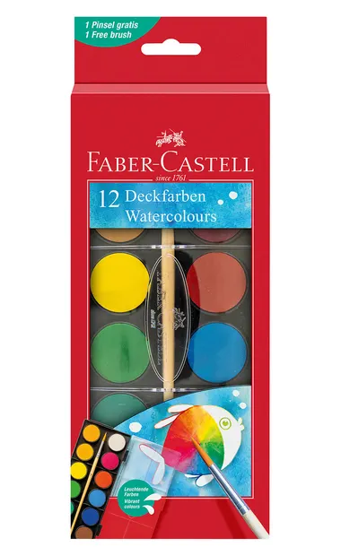 Acuarele Faber-Castell - 12 culori, cutie mare