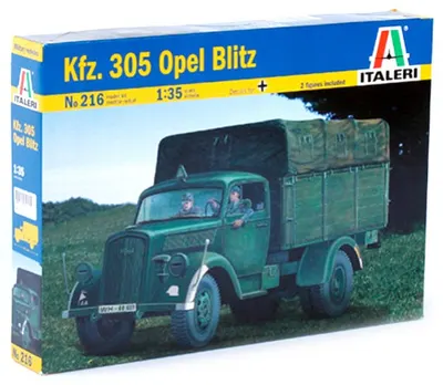Model de asamblat Italeri Militare: Camioane – Camion militar german Opel Blitz, cu 2 figurine