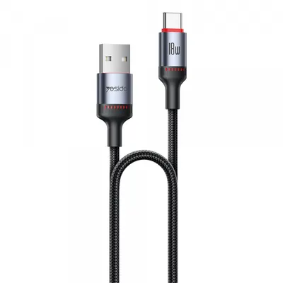 Cablu Date si Incarcare USB-A - USB-C Yesido CA130C, 18W, 2m, Negru