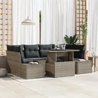 Gossi set de canapea de gradina cu 7 piese si perne gri din ratan poliester