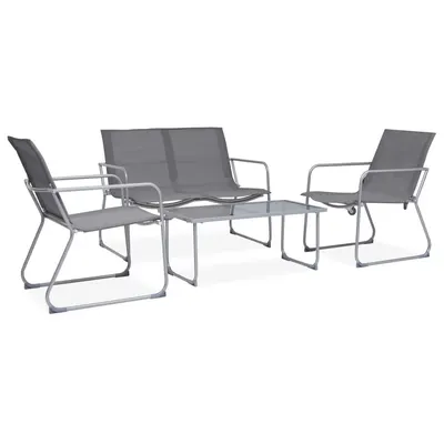 Gossi set mobilier de gradina, 4 piese, gri, otel si textil