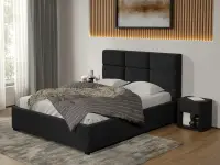 Pat tapitat Cico fix 170 x 114 C1 din piele/stofa Negru - Falcone 14 180x200