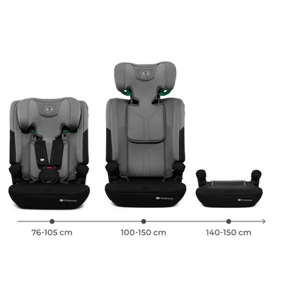 Scaun auto pentru copii Kinderkraft Comfy Dark Grey, 75-150 cm, i-size, tetiera reglabila, SPS, spatar reglabil si detasabil