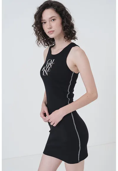 Rochie slim fit cu cusaturi contrastante - Alb/Negru