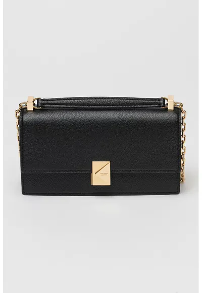Geanta crossbody din piele cu bareta din lant - Negru