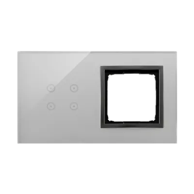 Panou Touch 2 module, modul 1:4 comenzi touch, modul 2: spatiu pentru modul antracit Simon 54, sticla cenusie