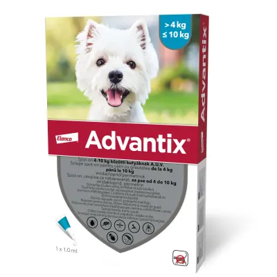 ADVANTIX, deparazitare externă câini, pipetă repelentă ADVANTIX 100, deparazitare externă câini, pipetă repelentă, S(4 - 10kg), 1buc