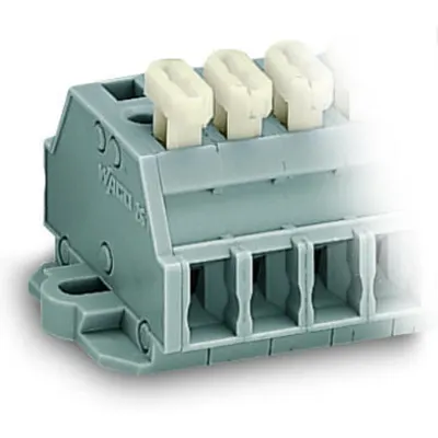 2-conductor terminal strip; 8-pole; on one side with push-buttons; with fixing flanges; for screw or similar mounting types; Fixing hole 3.2 mm Ø; 2.5 mm²; CAGE CLAMP®; 2,50 mm²; gray