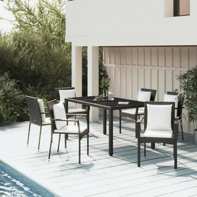 Gossi set mobilier de gradina cu perne, 7 piese, negru, poliratan