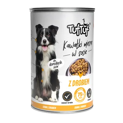TUF TUF DOG -Hrana umeda CHUNKS cu PUI- conserva 1250g