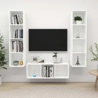 Gossi set de dulapuri tv, 3 piese, alb, lemn prelucrat