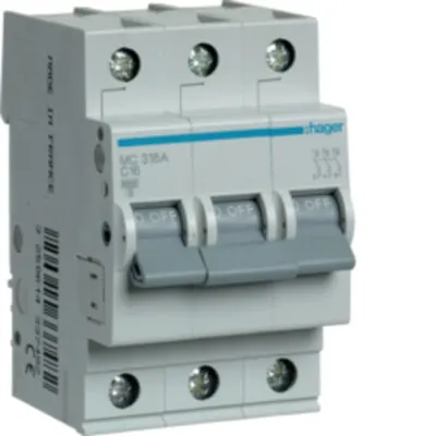 Disjunctor 3P, 16A, 6kA, C, 3M