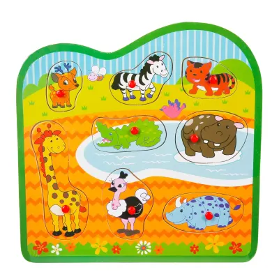 Puzzle din lemn, Animale din natura, 8 piese