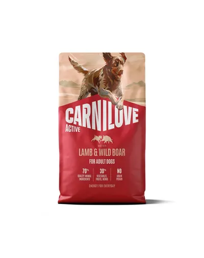 Hrană câini adulți activi CARNILOVE Active Dog Lamb and Wild Boar Adult 4 kg miel și mistreț