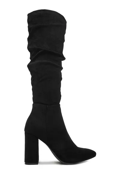 Cizme dama - negru - material sintetic - toc clasic