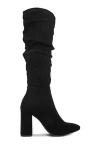 Cizme dama - negru - material sintetic - toc clasic -