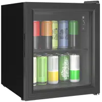 HOMCOM Frigider 46L, 59 Cutii, Ușă din Sticlă, Raft Temperat, LED, Touchscreen, pentru Bucătărie Birou Dormitor Bar, Negru | Aosom Romania