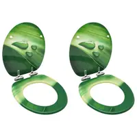 vidaXL Scaune WC capac silențios, 2 buc., verde, MDF, model stropi